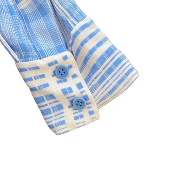Diane Von Furstenberg DVF Blue and White Carter Plaid Button Down Shirt 8 - Picture 7 of 7